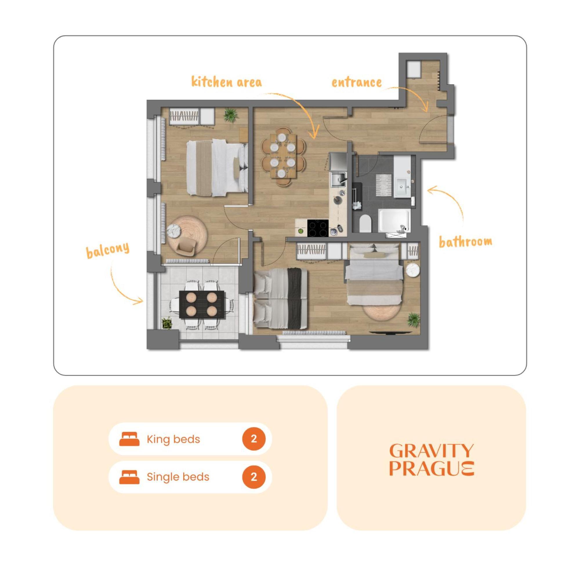 Appartement Bright 2Br - 8Th Floor, Balcony, Free Parking - By Gravity Prague Extérieur photo